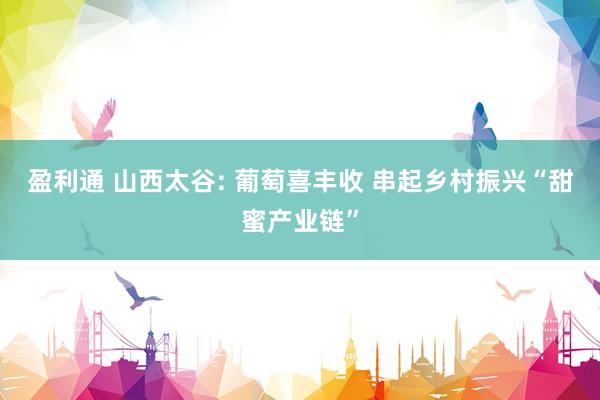 盈利通 山西太谷: 葡萄喜丰收 串起乡村振兴“甜蜜产业链”